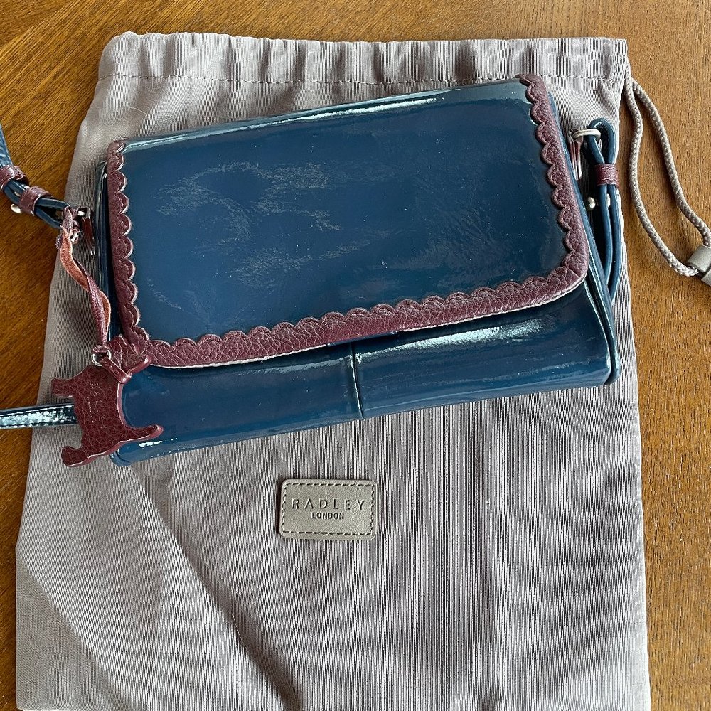 Radley London Small Navy Patent Leather Crossbody Bag